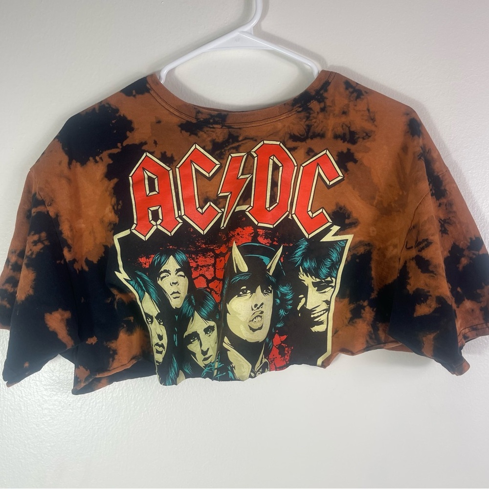 Tie Dye AC/DC cropped Band Tee